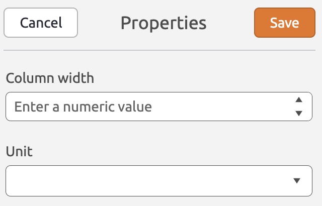 Inline Columns Properties