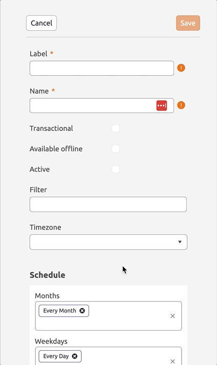 Scheduled Action Properties