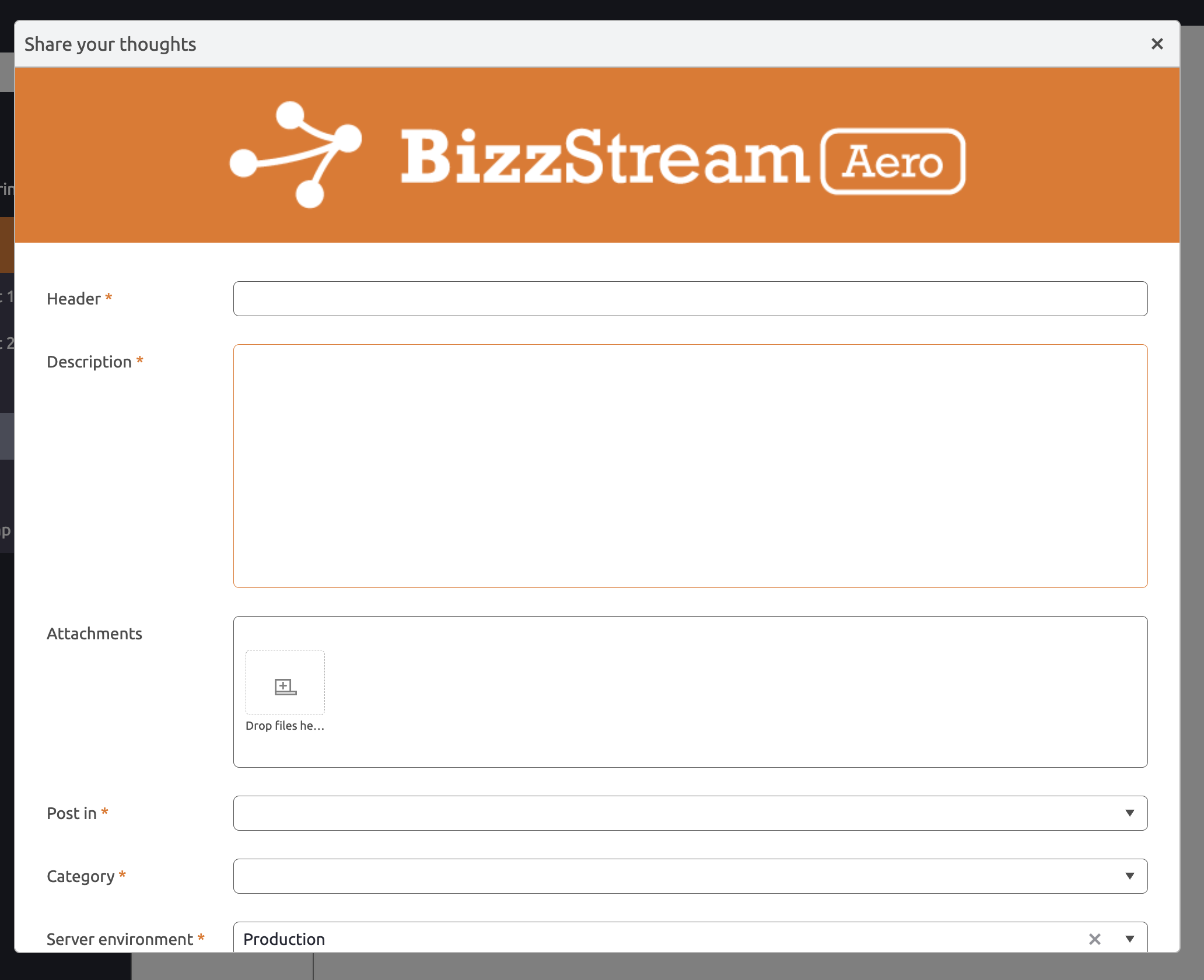Feedback dialog form