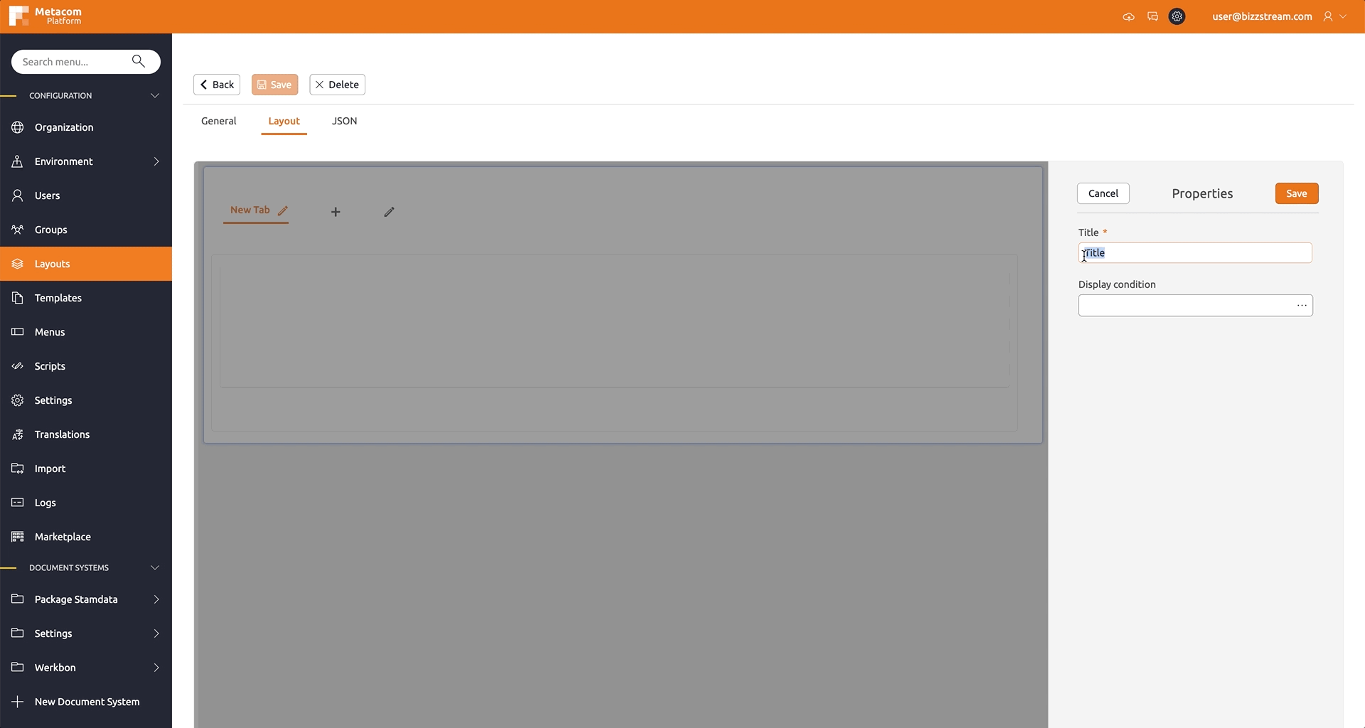 Layout configure tab control